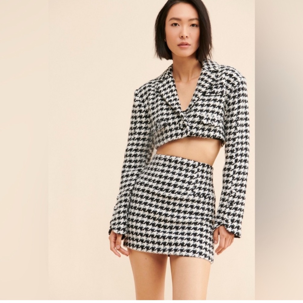 For Love & Lemons - NWT Bonnie Houndstooth Mini Skirt